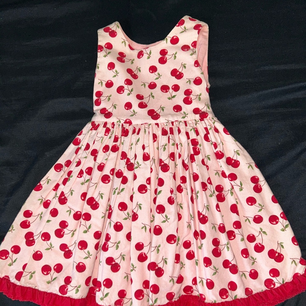 (Vintage)Cherry Print baby Dress (18m)